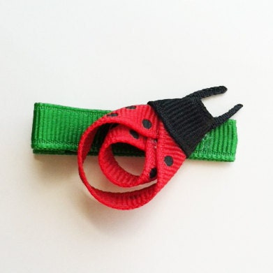 Lily the Ladybug Ribbon Sculpture Hair Clip.. Free Shipping Promo