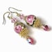 Pink Rose  Earrings,  Vintage Inspired