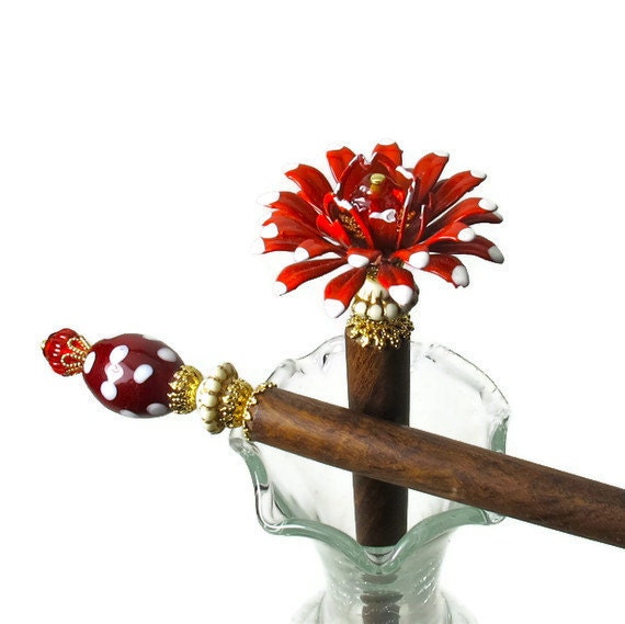 Hairsticks, Red Flower Hair Accessories