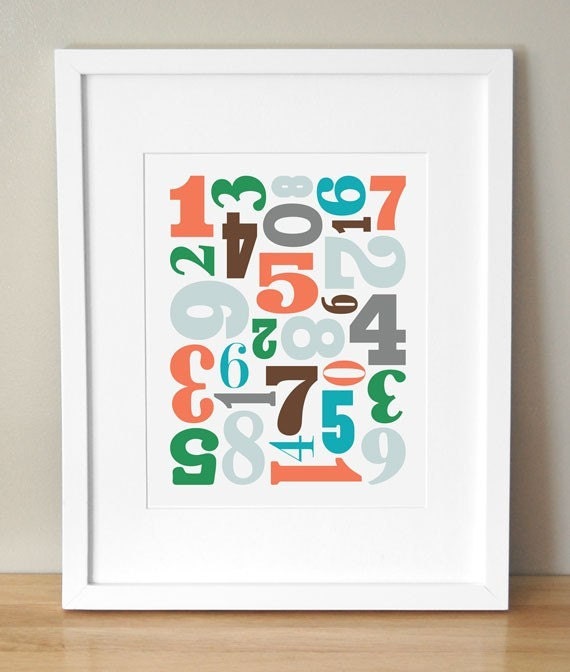 Numbers Nursery Art - 'Number Jumble' 8x10 - Boy
