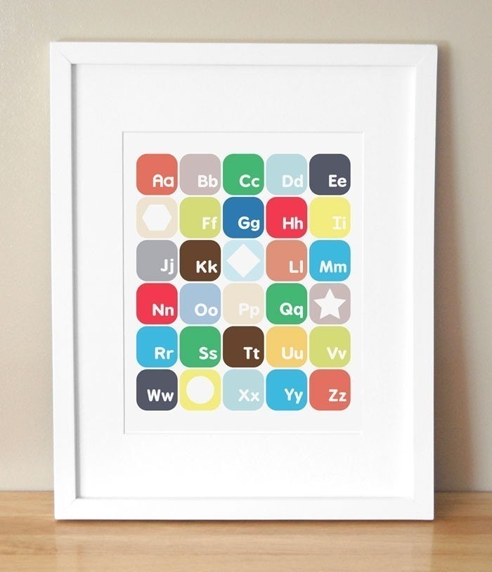 Alphabet Nursery Art Print - 'Now I Know My ABC's' 11x14 in 'Oh Boy'