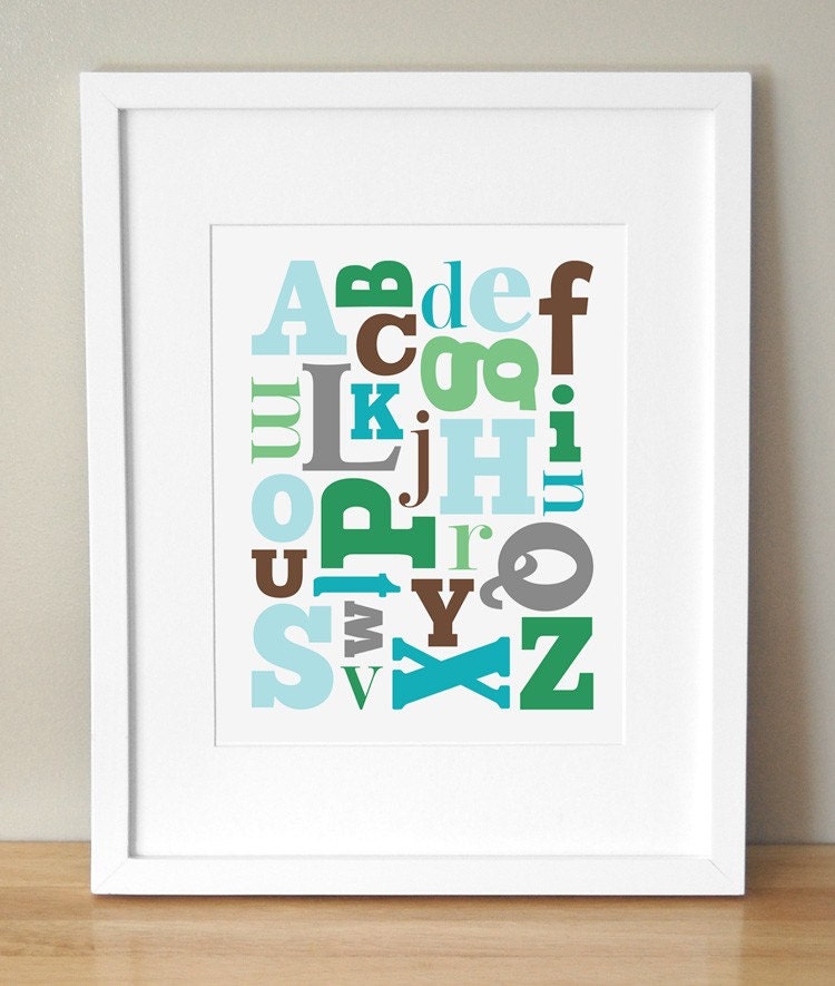 Alphabet Nursery Art - CUSTOM COLORS - 'Alphabet Soup' 11x14