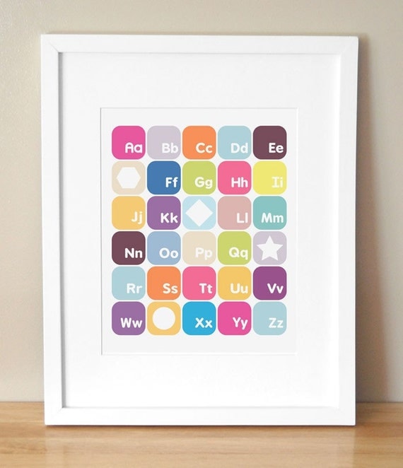 Alphabet Nursery Art - 'Now I Know My ABC's' - 8x10 Alphabet Print in 'Sweet'