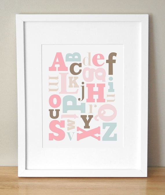 Numbers Nursery Art - 'Number Jumble' 11x14 - Girl
