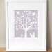 Nursery Art Print - CUSTOM COLOR - Peaceful Tree, Squirrel 8x10
