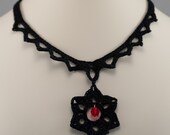 Star Necklace - Black Crochet Choker
