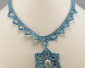 Star Choker - Sky Blue Crochet Short Necklace