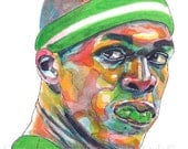 Boston Celtics Rajon Rondo Guard Painting Reproduction Print 11 x 8.5