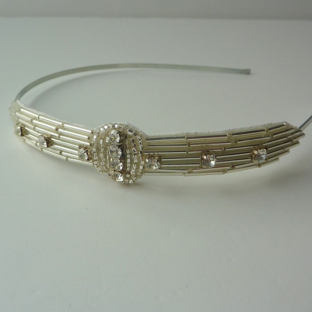 Reserved for Bree. Tiny Art Deco Style Beaded Rhinestone Headband for Women and Teens by Jill's Boutique
