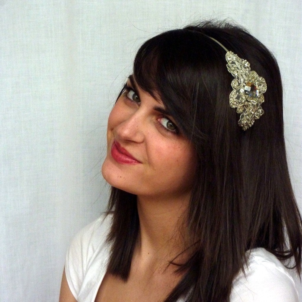 Silver or Gold Beaded Headband Metallic Embroidered Sequin Headband for Women and Teens by Jill's Boutique