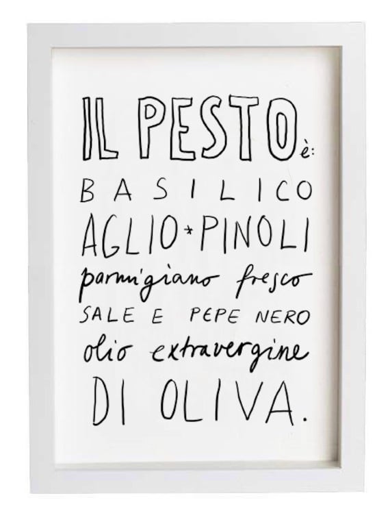 Italian Recipe - PESTO - italian kitchen poster italy art typographic  - high quality fine art print