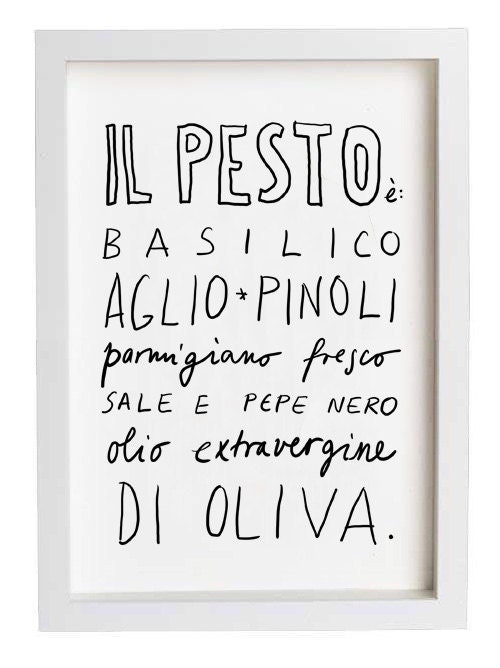 Italian Recipe - PESTO - italian kitchen poster italy art typographic  - high quality fine art print