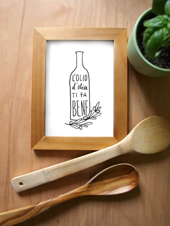 L'OLIO Art for Kitchen, Italian Olive Oil Print / high quality fine art print