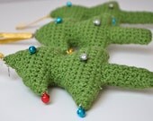 Crochet Christmas Tree Ornaments, Home Decoration Decor Set of 3
