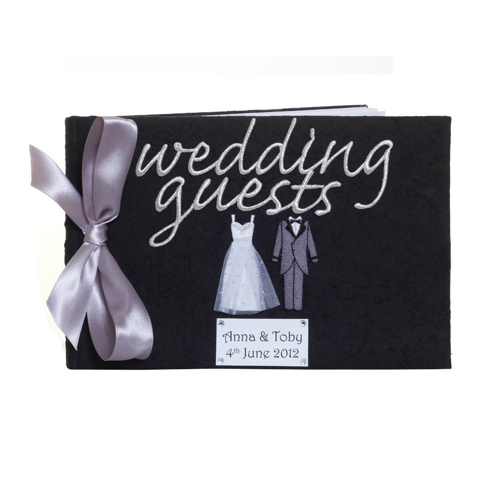 Personalised Black Bride and Groom Wedding Guest Book