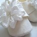 Organic Winter White Hemp Linen Shoe With Silk Flowers For Baby Girl
