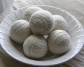 Felted All Wool Large Eco Dryer Balls--Set of 6--Non-Dyed Natural White--Wool Core