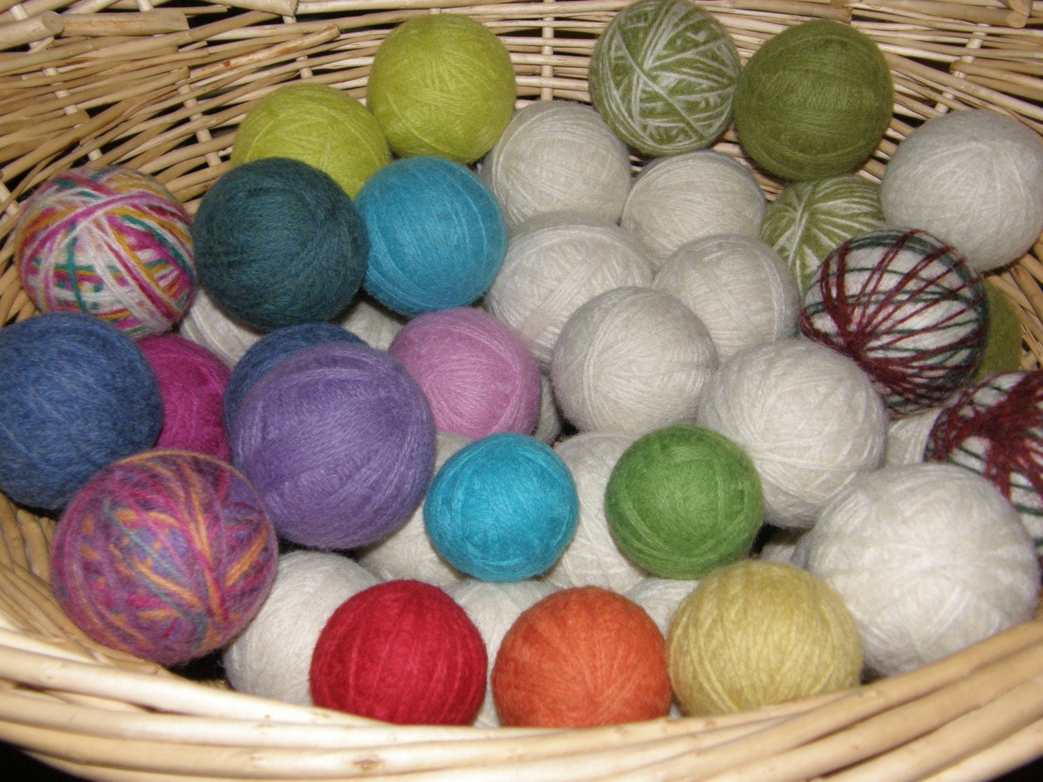Large Wool Dryer Balls-6--You Choose Your Colors--Wool Core