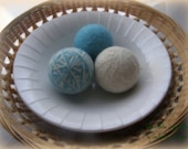 Large Wool Dryer Balls--3--Blue/White/Mix--Wool Core