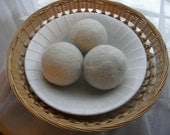 X-Large Felted Wool Dryer Balls--Set of 3--Natural White--Wool Core