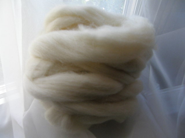 Natural Undyed Off-White Wool Roving--3.1 Ounces