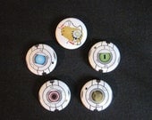 Portal 2 - 1" buttons (Set of 5) Personality Spheres & GLaDOS potato