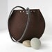 Chocolate Brown and Gray Round Wool Felt Purse