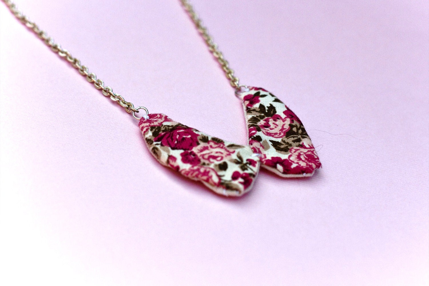 Vintage Collar Necklace, Pink Flower Necklace