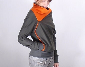 Aymmetrical sweatshirt, Cozy sweatshirt, Summer sweater, Womens sweater, Gray orange
