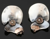 Stud Earrings - Sterling Silver And Gold Handmade From Israel