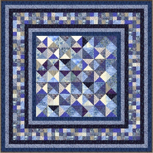 INDIGO BLUES - 79 inch - Quilt Addicts Precut Patchwork Quilt Kit Queen