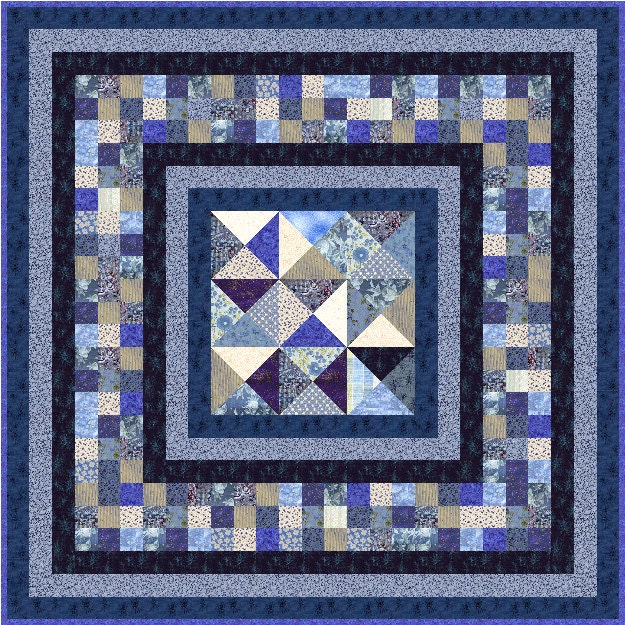 INDIGO BLUES - 55 inch - Quilt Addicts Precut Patchwork Quilt Kit Lap