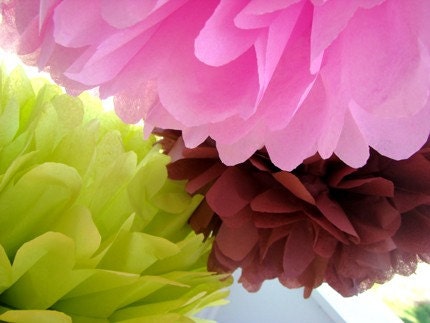 Set of 3 Tissue Poms...FREE US SHIPPING....Pick Your Colors