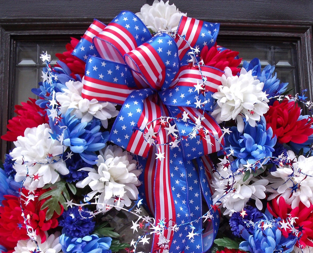 Memorial Day Wreath Patriotic Wreath Spring Wreaths Floral Door 4th of July Decoration