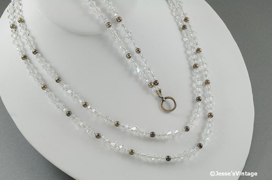 Vintage Crystal Glass Necklace & Bracelet Matched Set