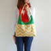 Yellow Chevron Medium Shoulder Purse with A Kelly Green Accent