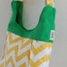 Yellow Chevron Medium Shoulder Purse with A Kelly Green Accent