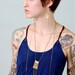 Geometric Brass Rectangle Necklace With Vintage Bullet Charms 1A04