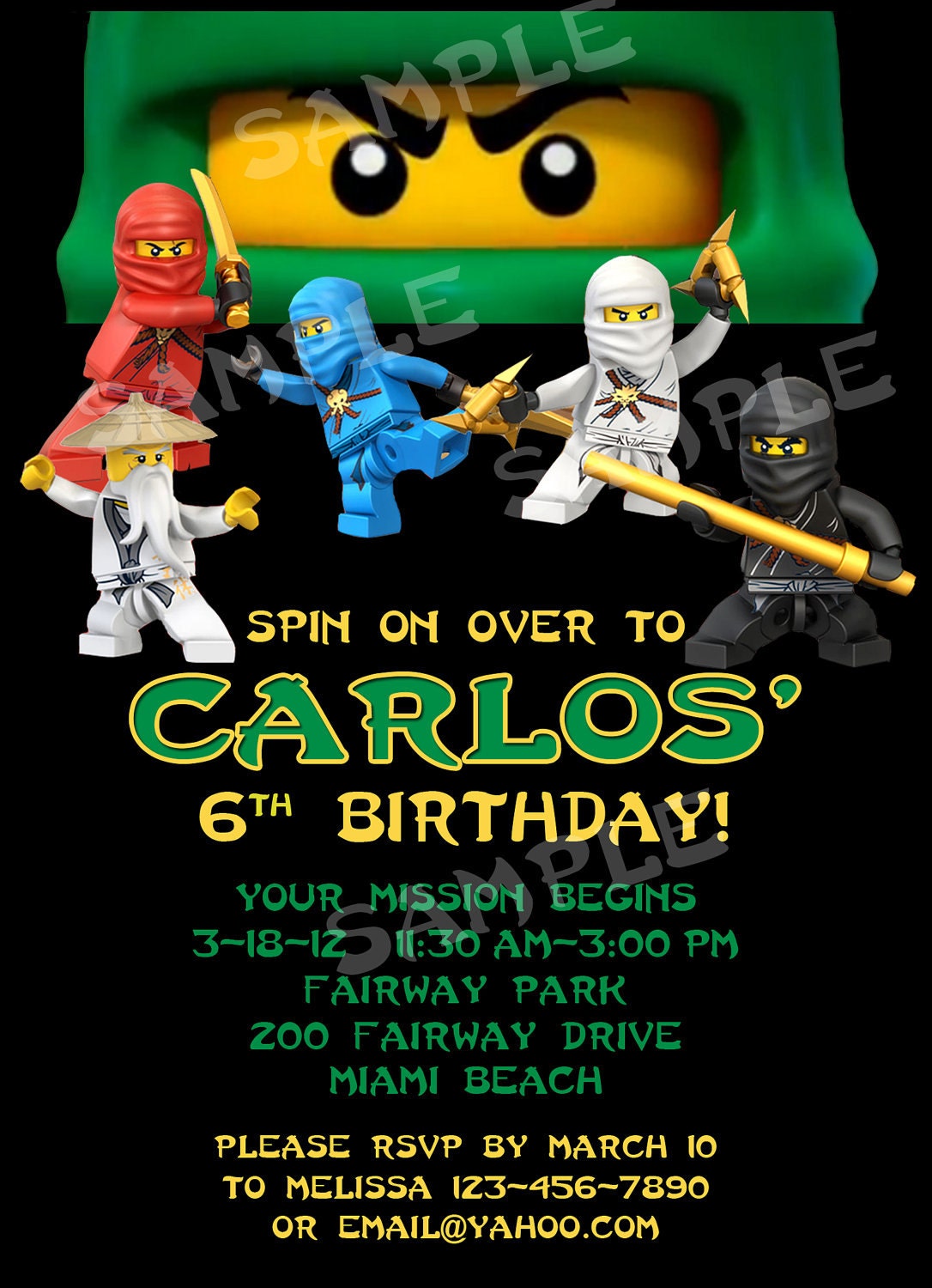 Ninjago Birthday Invitation - Printable.