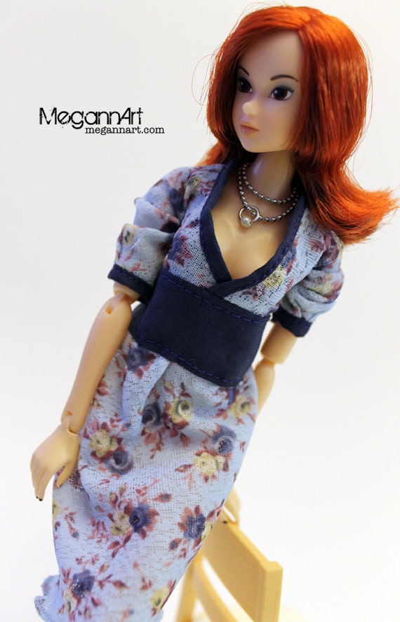 Blue Print Tunic for Momoko & Other 1:6 Scale Dolls