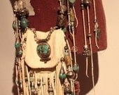 showdiva designs RoCk n RoLL Leather Medicine Bag Purse Belt Fringe with Sterling n Turquoise Beading
