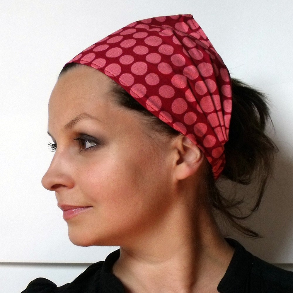 Yoga Headband - Amy Butler Sunspots in Wine fabric