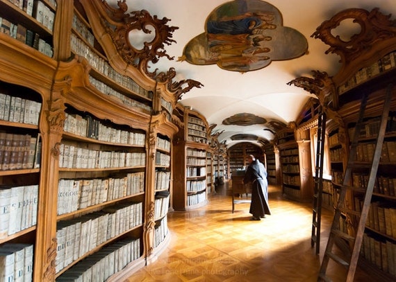 Monastic 01 - 5x7 fine art photography print prague medival vintage beautiful libraries