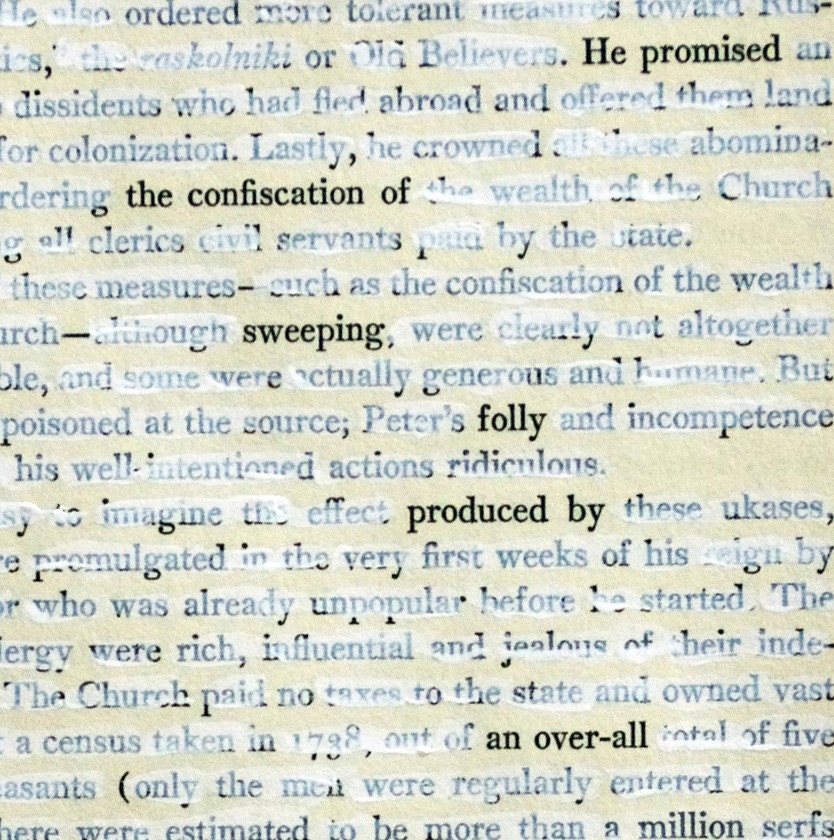 Found Text Poem on Altered Book Page / Mock