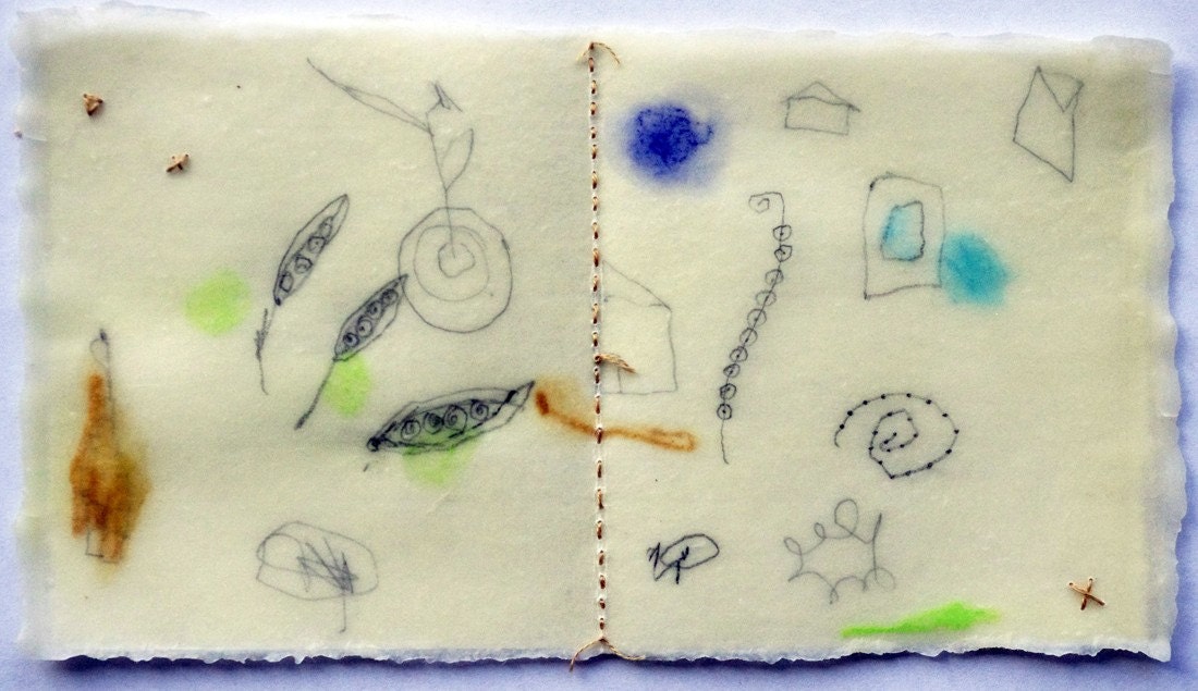 Page From The Book of Spring / Mixed Media on Japanese Paper