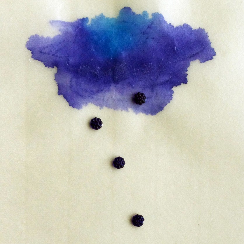 Purple Rain Cloud with Beads on Japanese Paper / Spring Meditation No. 8