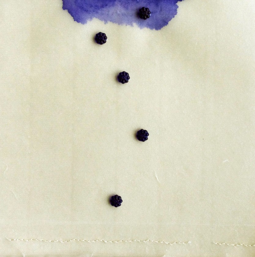Purple Rain Cloud with Beads on Japanese Paper / Spring Meditation No. 8