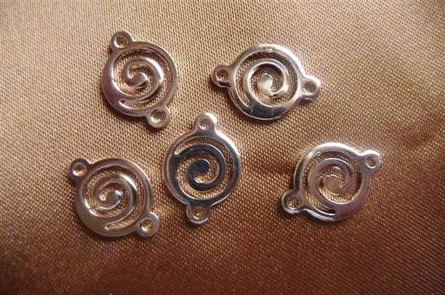 Link, Silver Plated Brass, 10mm ,round swirl, Pkg Of 16
