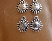 Bead, Silver Plated Brass, Charms, 15mm, Sun,  Pkg Of 12