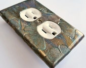 ginkgo outlet cover, craftsman switchplate, bronze patina CP-001-S3